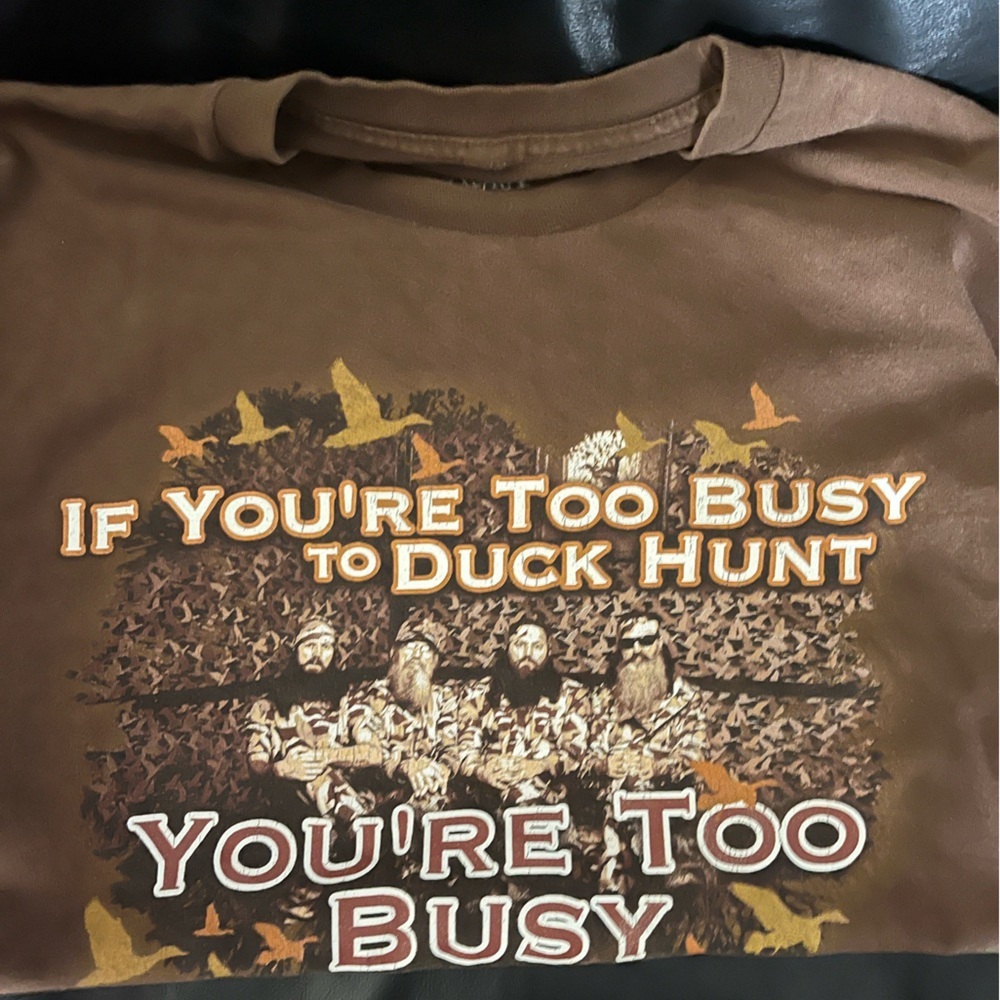 Duck Dynasty Tshirt Brown Graphic Tee with Duck Hunt Design XL